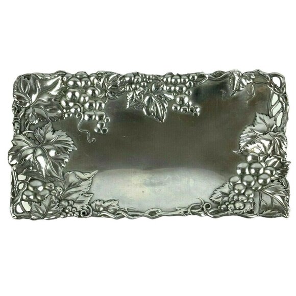 Arthur Court 1996 Grape Motif Aluminum Serving Tray Rectangle Vintage Decor - Picture 1 of 6
